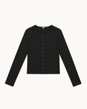 Cotton-Knit Crewneck Cardigan