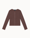 Cotton-Knit Crewneck Cardigan