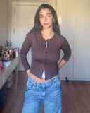 Cotton-Knit Crewneck Cardigan