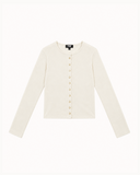 Cotton-Knit Crewneck Cardigan