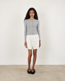 Cotton-Knit Crewneck Cardigan