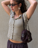 Cotton-knit Short-sleeve Cardigan in Stripe