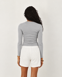 Cotton-Knit Crewneck Cardigan