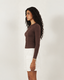 Cotton-Knit Crewneck Cardigan