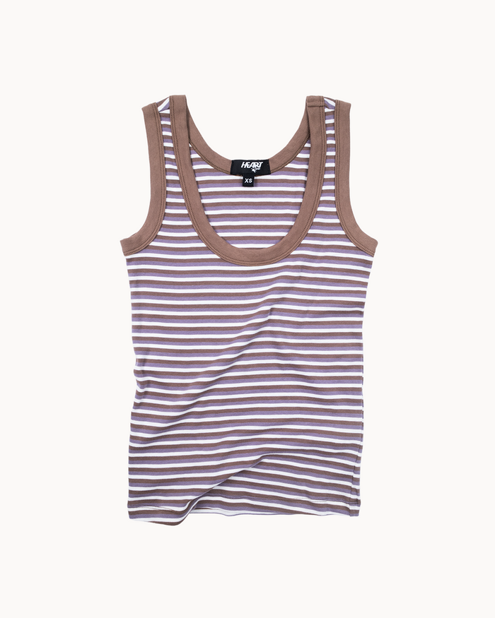 Cotton Scoop Tank in Stripe