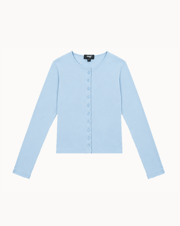 Cotton-Knit Crewneck Cardigan