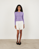 Cotton-Knit Crewneck Cardigan