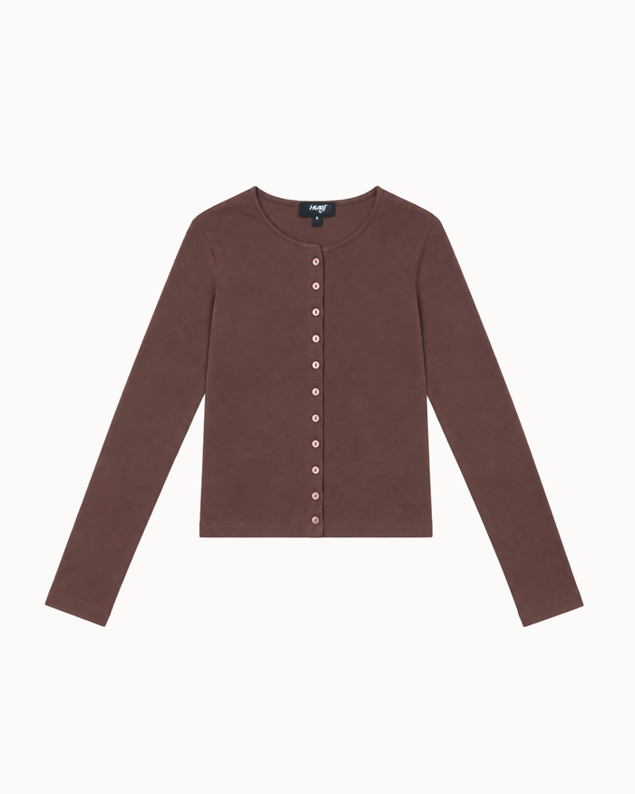 Cotton-Knit Crewneck Cardigan