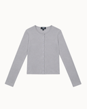Cotton-Knit Crewneck Cardigan