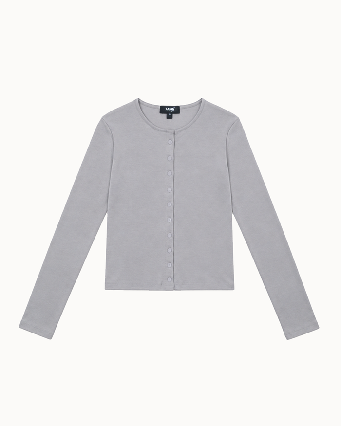 Cotton-Knit Crewneck Cardigan