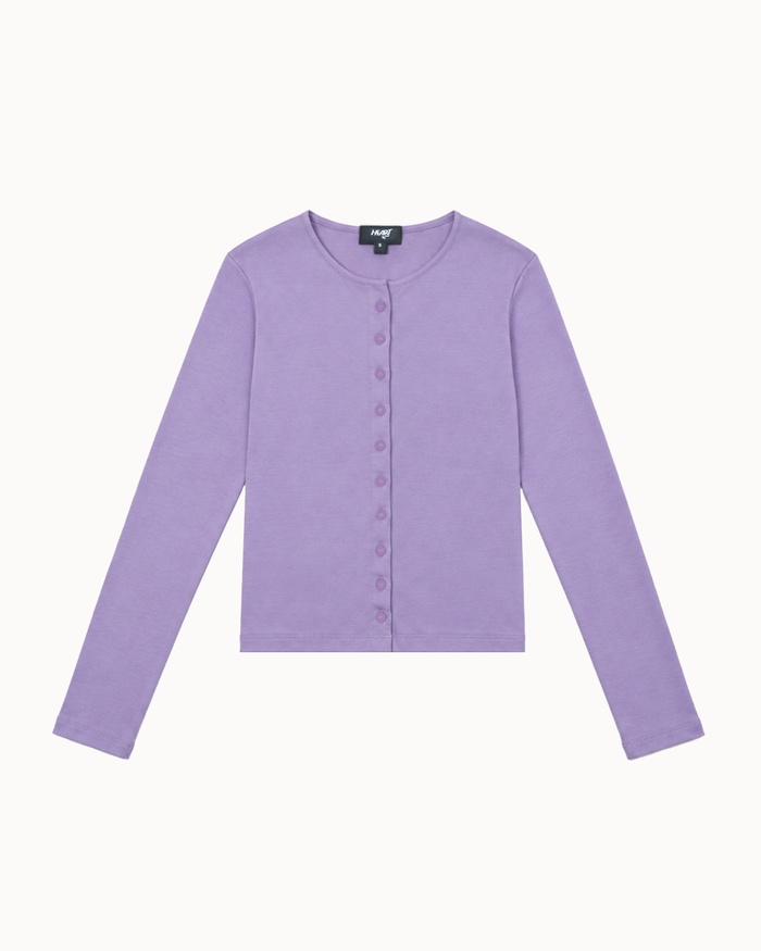 Cotton-Knit Crewneck Cardigan