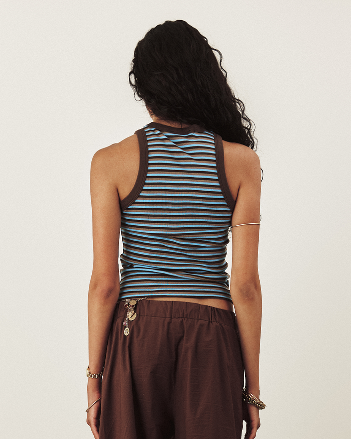 COTTON RACER TANK IN STRIPE
