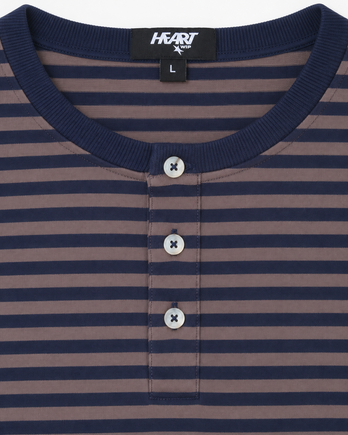 Cotton-Knit Henley in Stripe