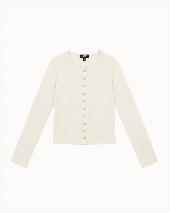 Cotton-Knit Crewneck Cardigan