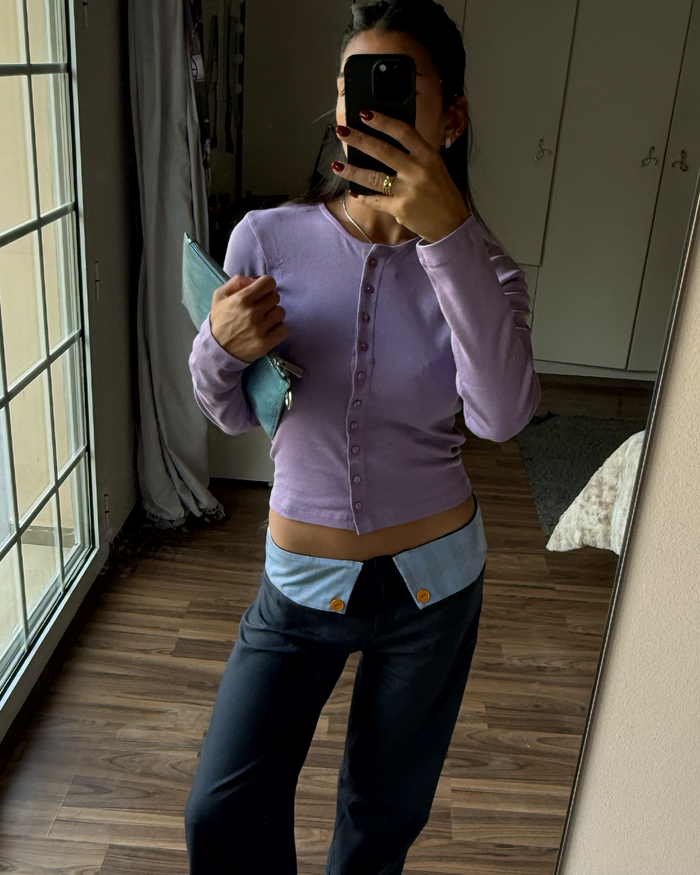 Cotton-Knit Crewneck Cardigan