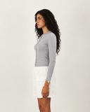 Cotton-Knit Crewneck Cardigan