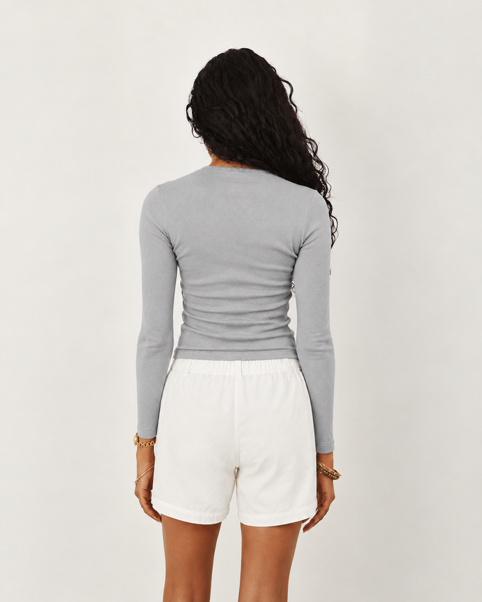 Cotton-Knit Crewneck Cardigan