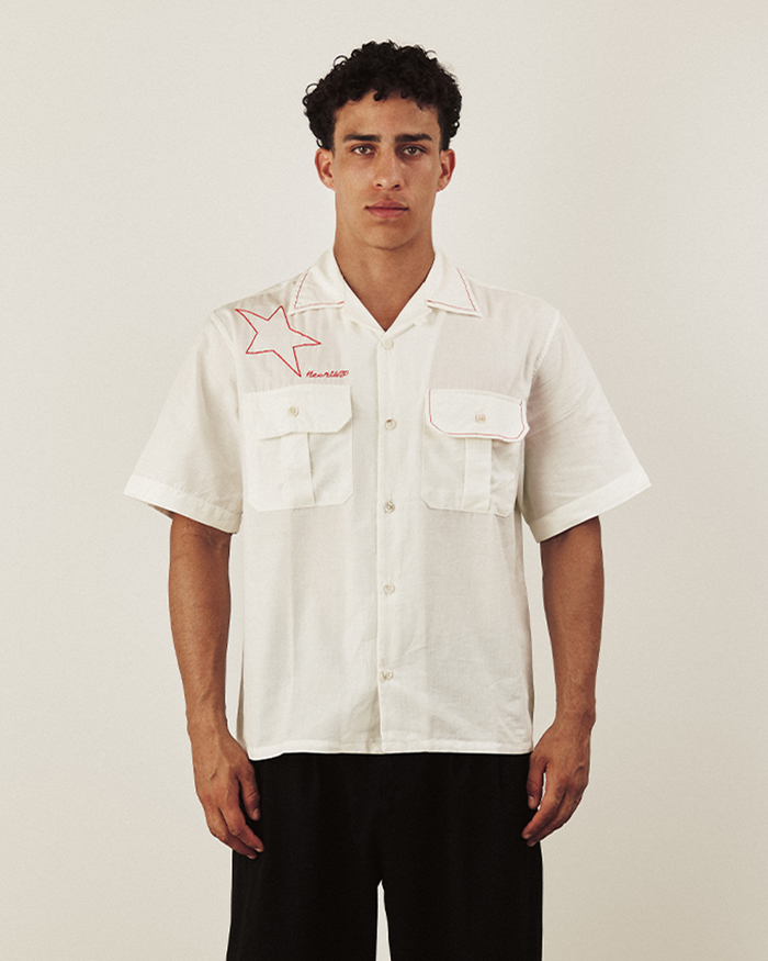 POPLIN CARGO SHIRT IN OFFWHITE