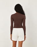 Cotton-Knit Crewneck Cardigan