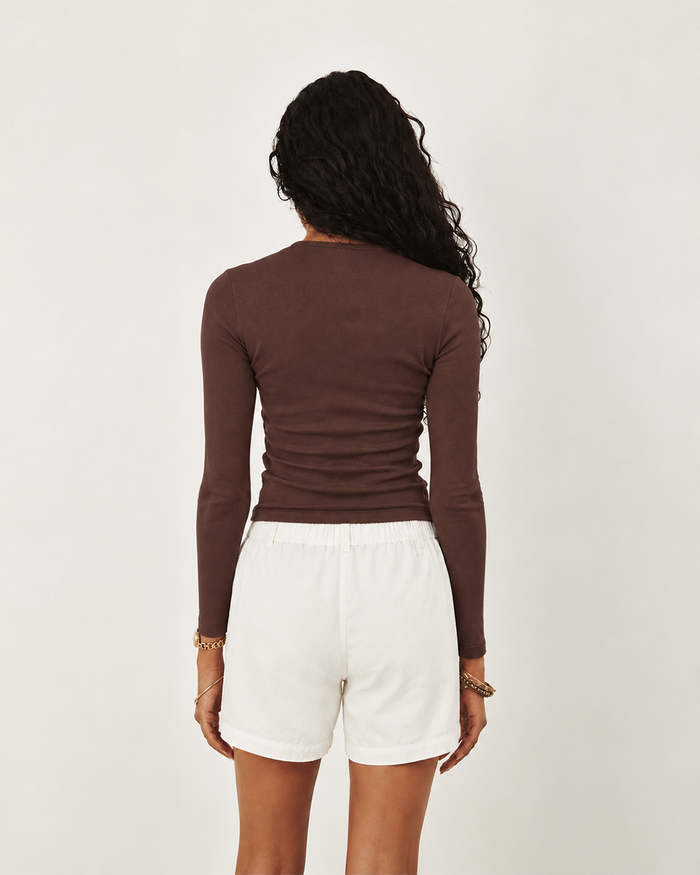 Cotton-Knit Crewneck Cardigan