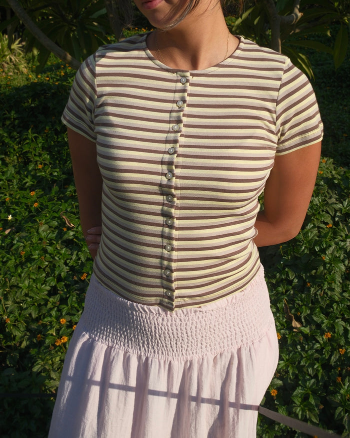 Shortsleeve Cardigan in Stripe