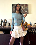 Crewneck Cardigan In Stripe