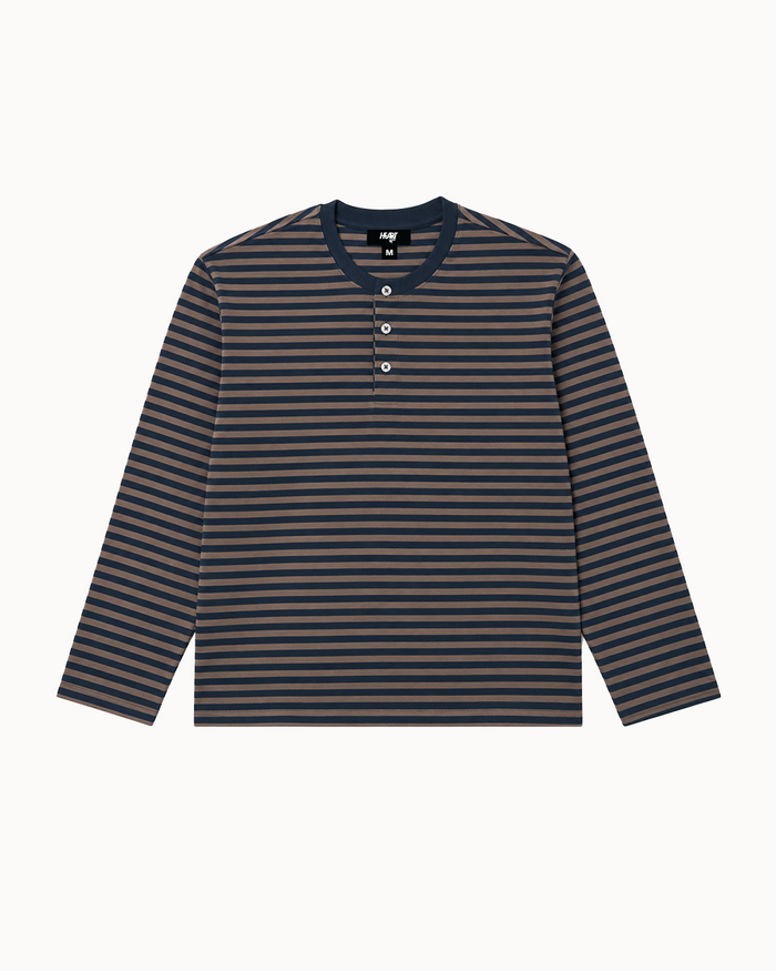 Cotton-Knit Henley in Stripe