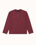 cotton-knit henley in stripe