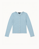 Cotton-Knit Crewneck Cardigan In Stripe
